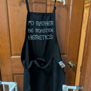 Black grill apron; size 24 - 34